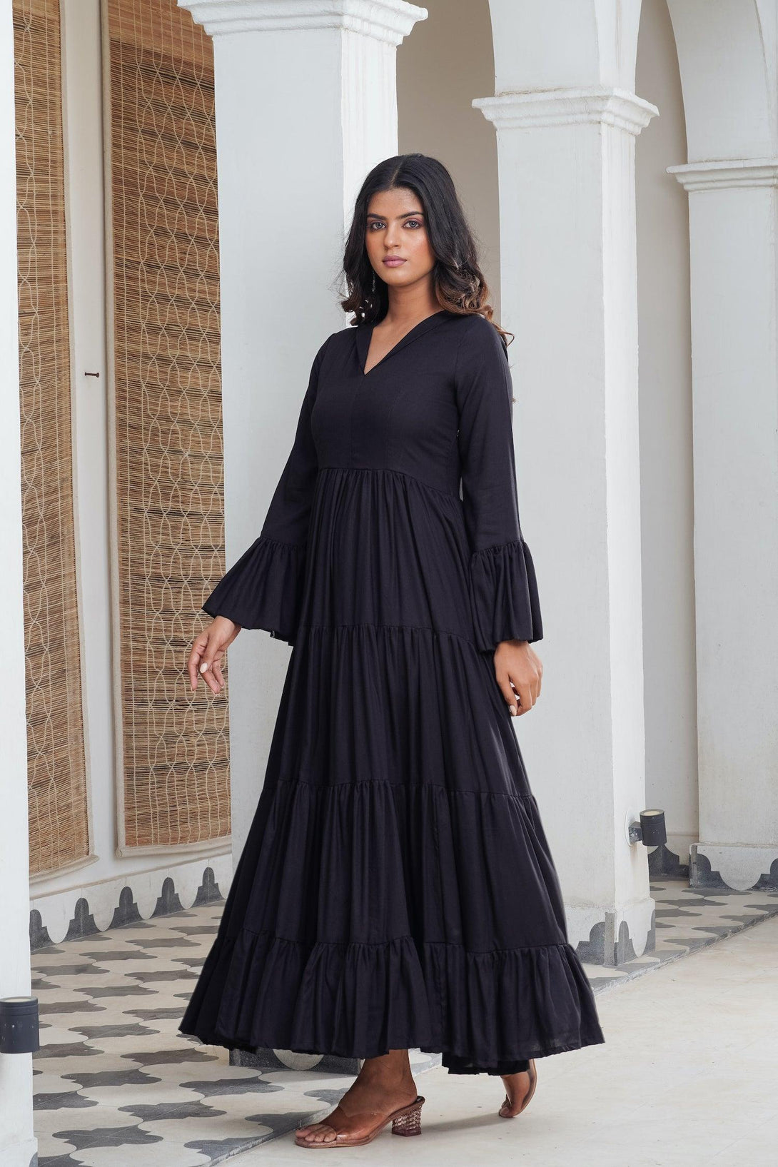 Black frill tier Maxi - Indiakreations