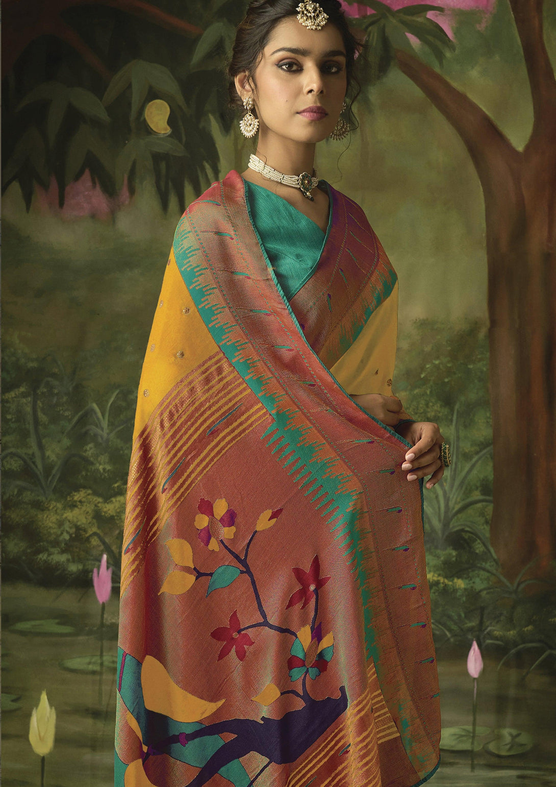 Stylish Mustard Color Contemporary Saree - Indiakreations