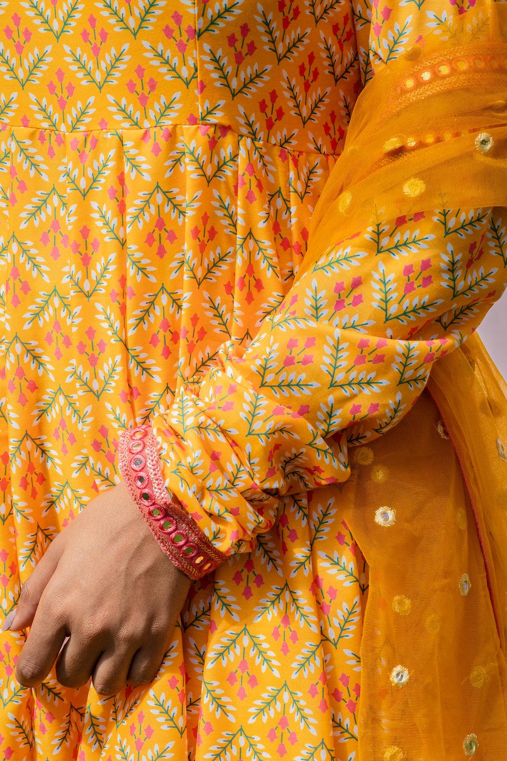 Mehfil Yellow Anarkali Set - Indiakreations