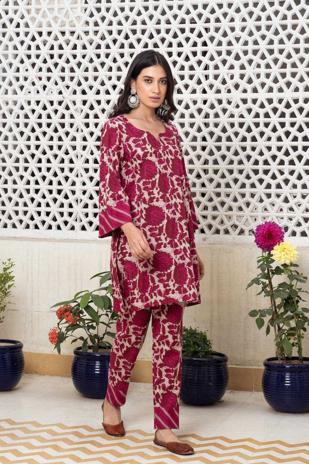 Magenta co-ord Set Of 2 - Indiakreations