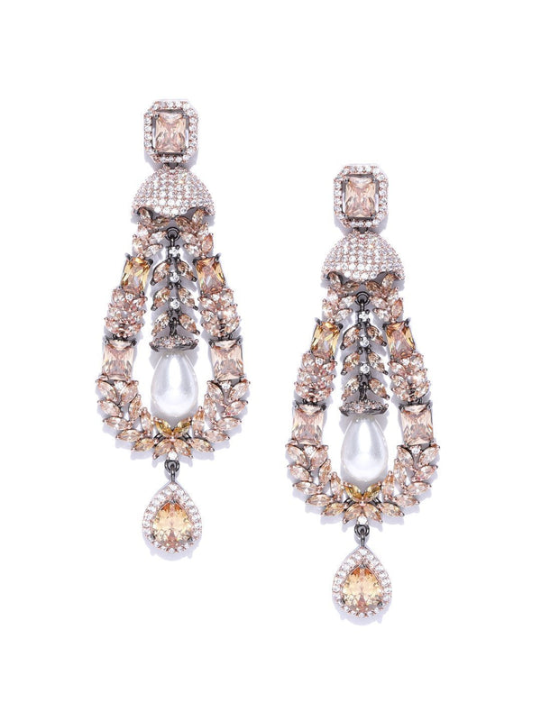 Women's Tear Drop Shaped American Diamond Drop Earring For Women And Girls - Priyaasi