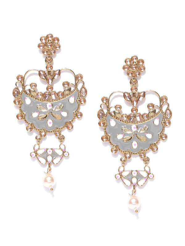 Women's Designer Grey Enammeled Drop Earring For Women And Girls - Priyaasi