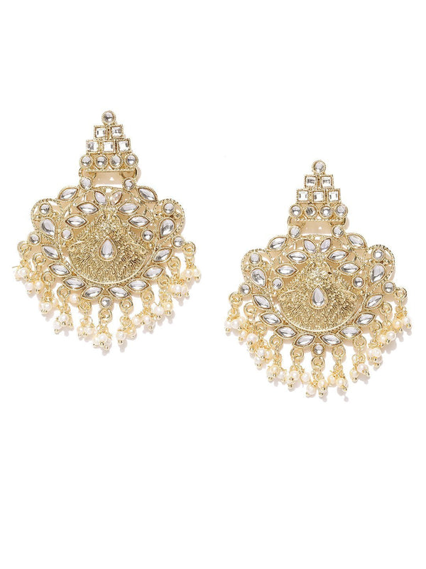 Women's Designer Gold Plated Chand Bali Kundan Stylish Earrings For Women And Girls - Priyaasi