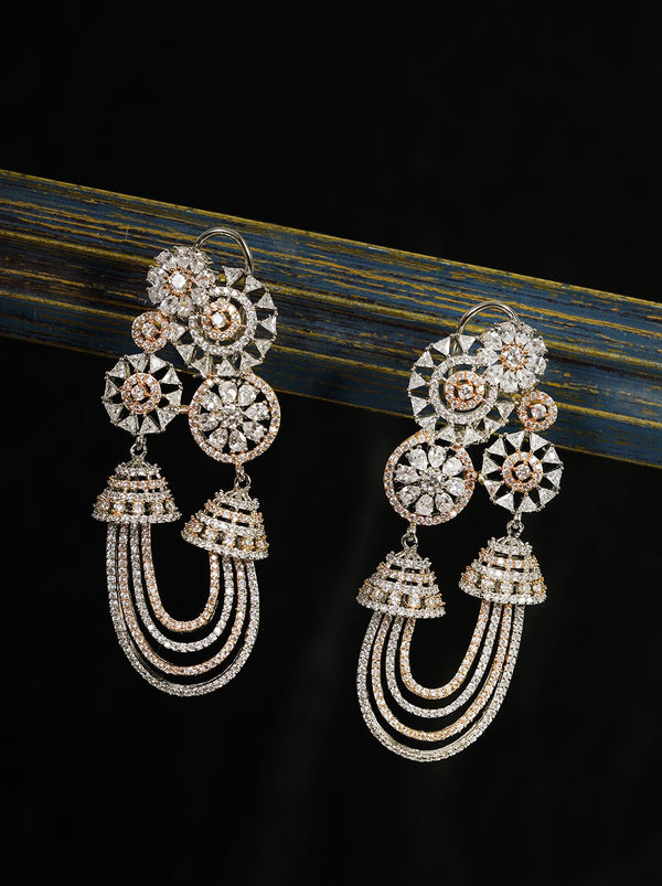 Women's  American Diamond Oversized Drop Earrings - Priyaasi