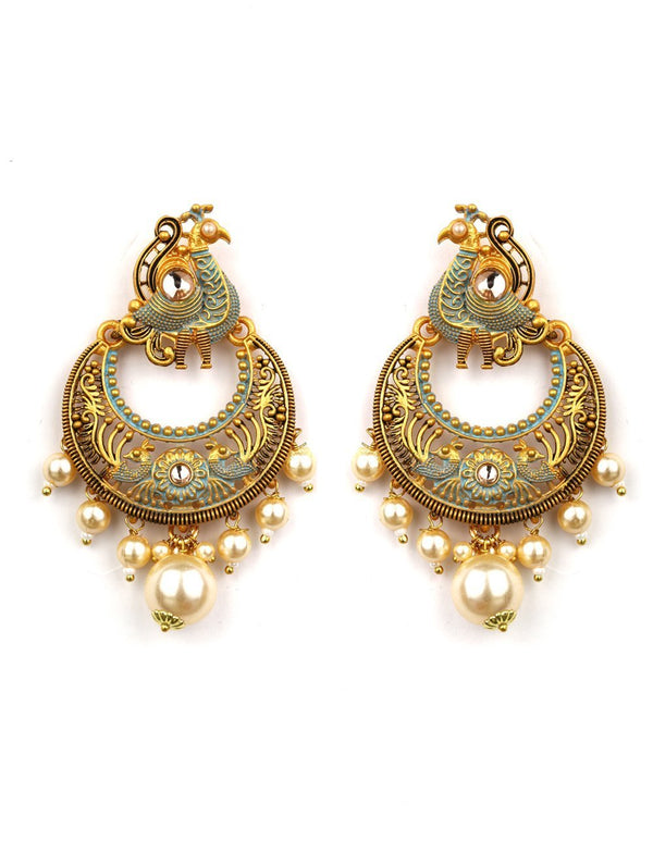 Women's Peacock Shaped Meenakari Drop Earring - Priyaasi