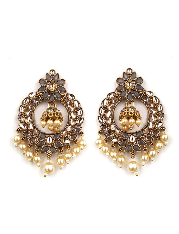 Women's Kundan Studded Beaded Drop Earring - Priyaasi