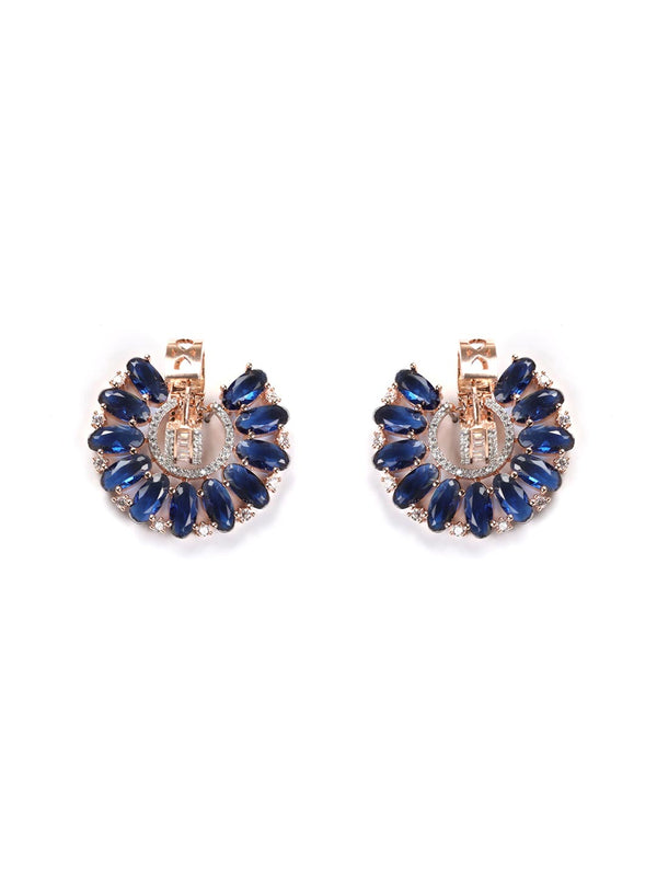 Women's  Blue Stones American Diamond Hoop Earring - Priyaasi