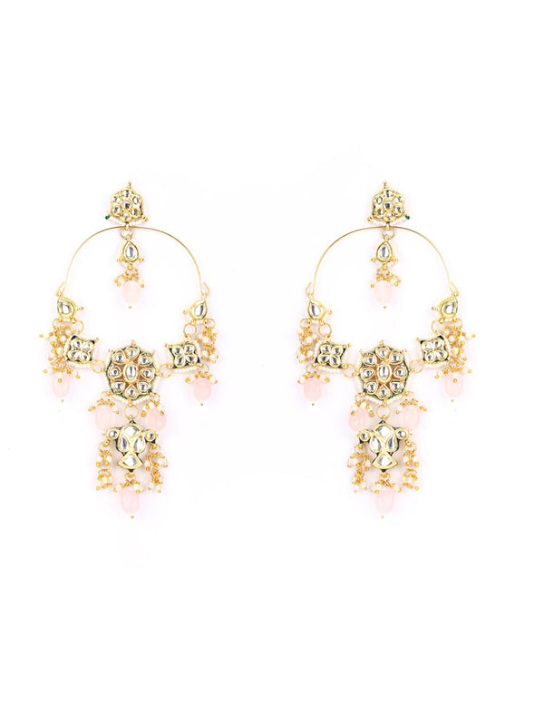 Women's Nazm-Pearls Beads Kundan Gold Plated Drop Earring - Priyaasi