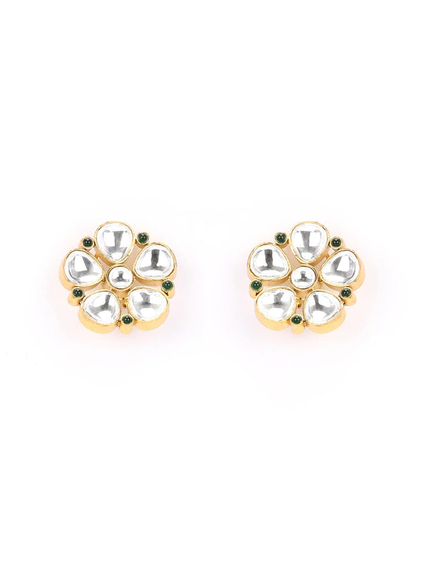 Women's Kundan Gold Plated Floral Stud Earring - Priyaasi