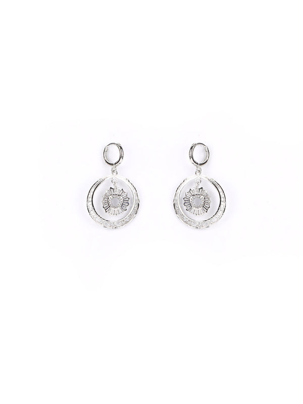 Women's Artificial Stones Silver Plated Hoop Earring - Priyaasi - Indiakreations