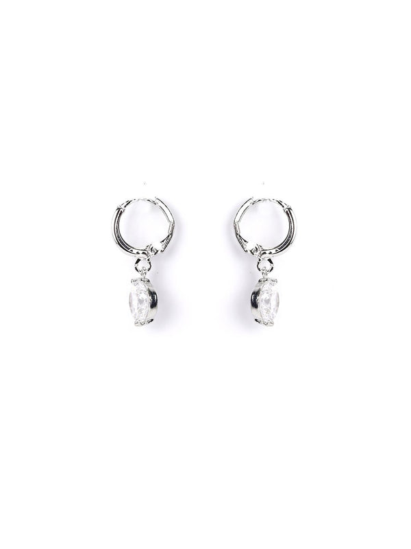 Women's Artificial Stone Silver Plated Hoop Earring - Priyaasi