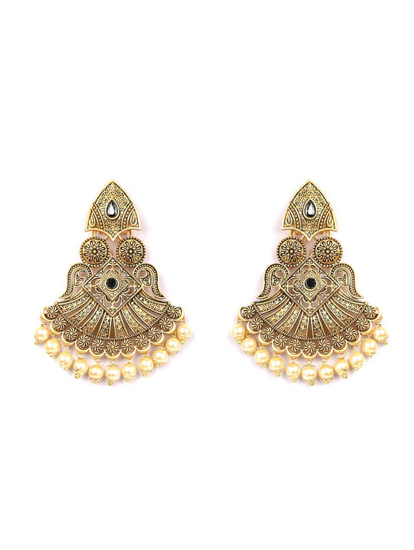 Women's Pearls Gold Plated Chandbali Earring - Priyaasi