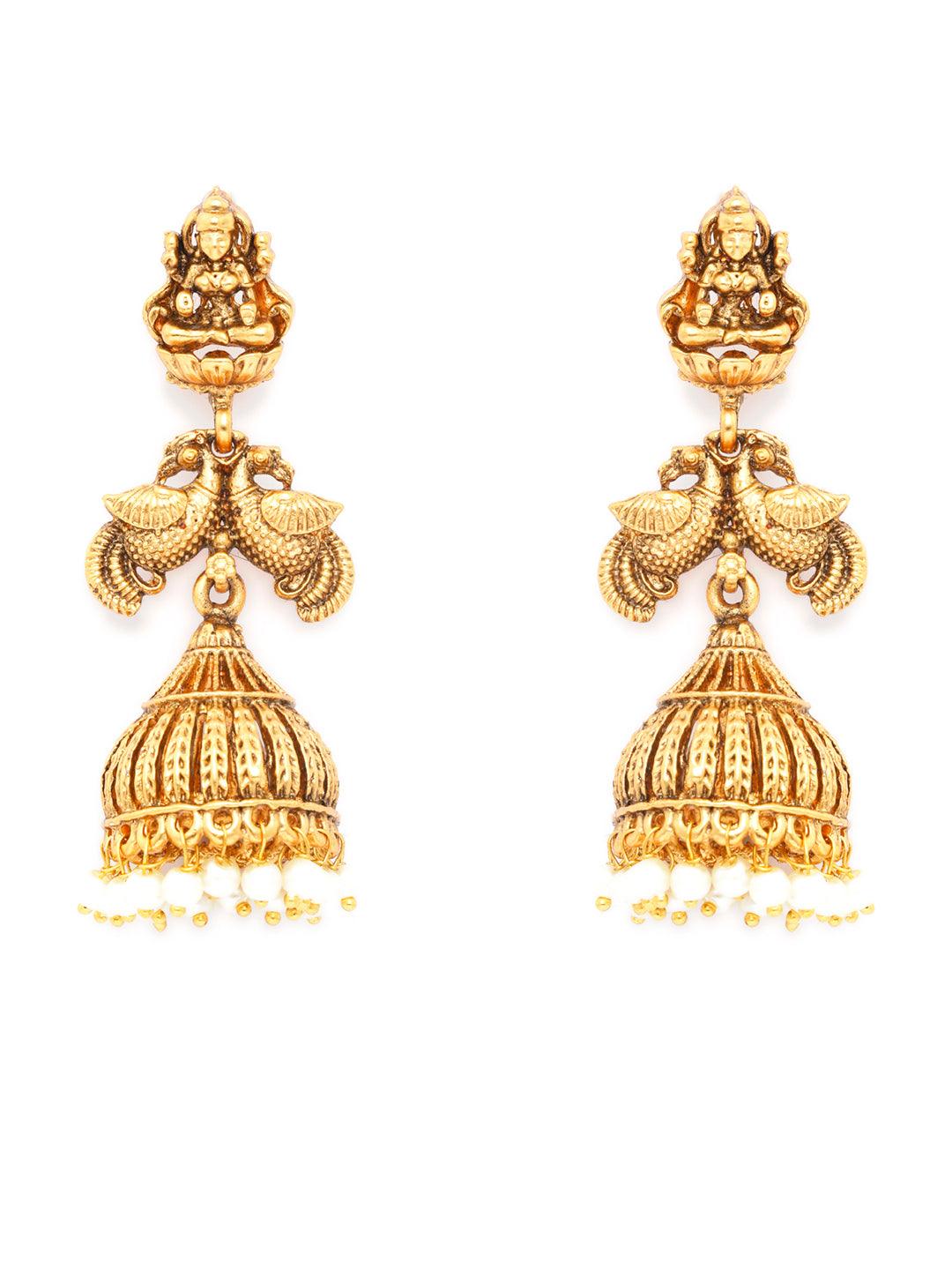 Women's Traditional Gold Plated Peacock Jhumkas- Priyaasi - Indiakreations