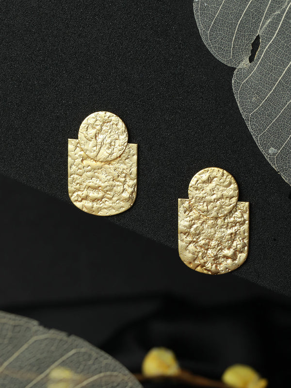 Women's Hammered Geometric Gold Plated Earrings - Priyaasi