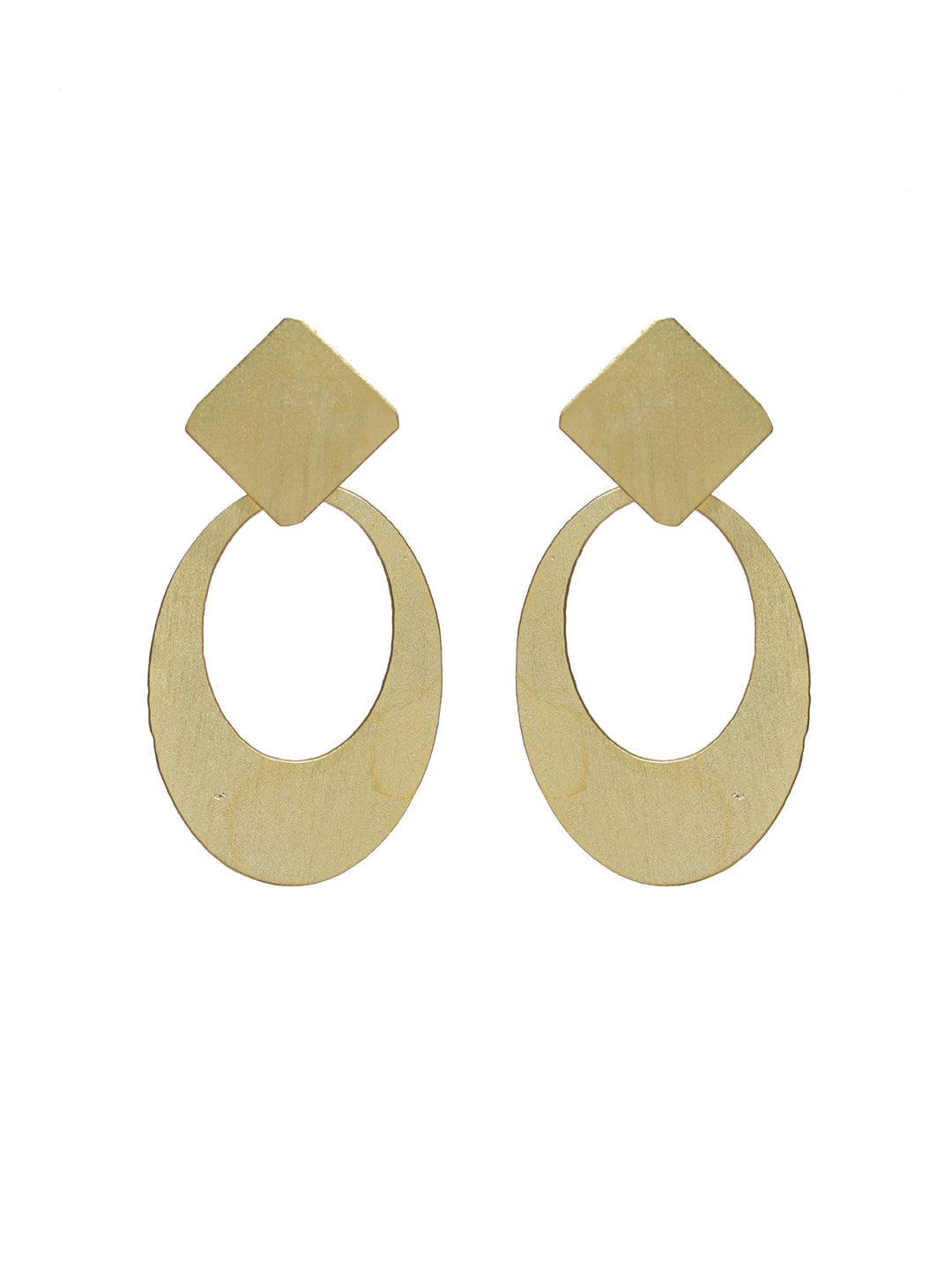 Women's Stylish Gold Plated Geometric Drop Earrings - Priyaasi - Indiakreations