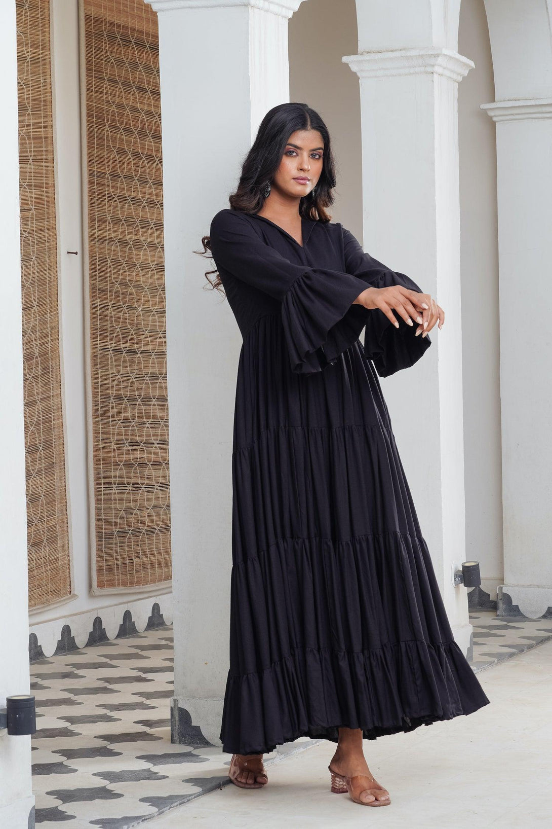 Black frill tier Maxi - Indiakreations