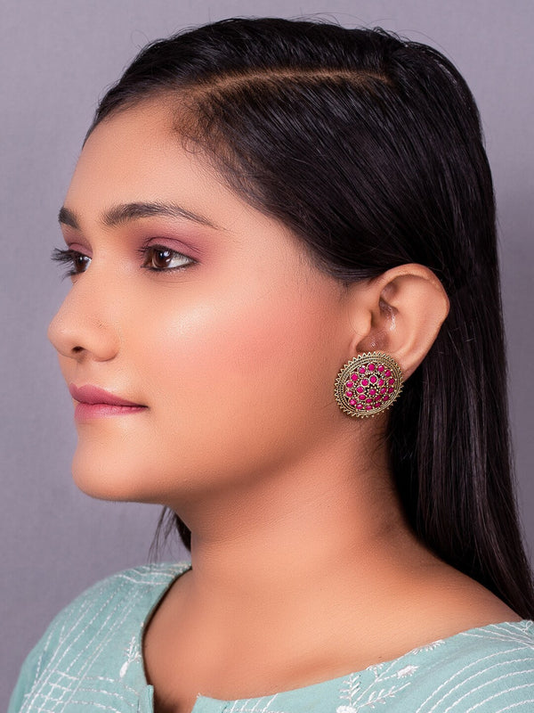 Women's Pink Contemporary Studs Earrings - Morkanth