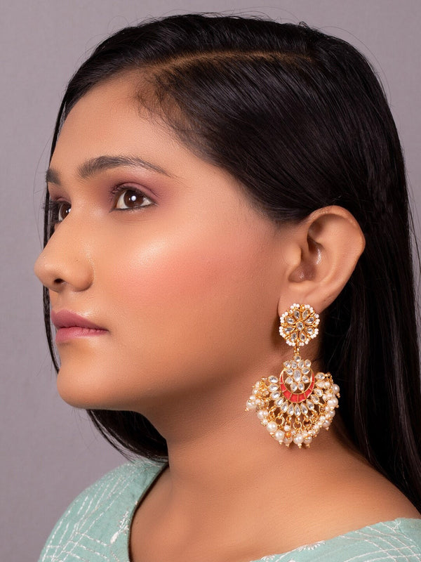 Women's Pink Contemporary Chandbalis Earrings - Morkanth