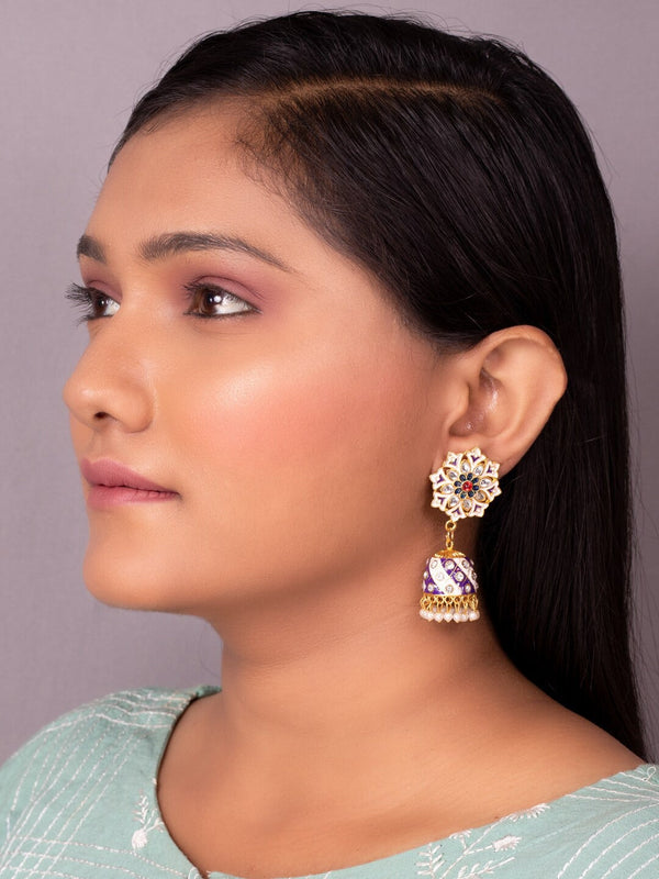 Women's Purple Contemporary Jhumkas Earrings - Morkanth