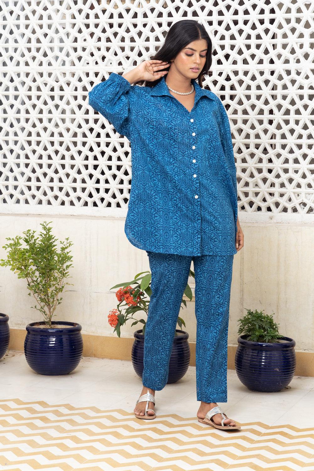 Blue Co-ord Set Of 2 - Indiakreations