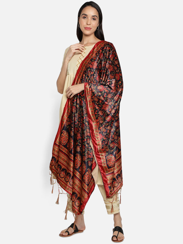 Women's Multicolored Polyster Velvet  Digital Printed Dupatta - VAABA