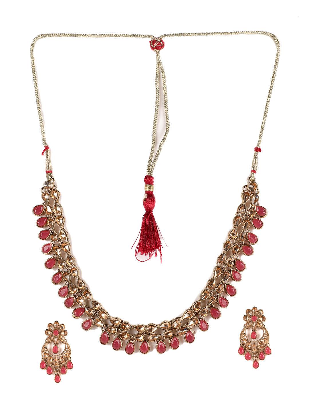 Women's Pink Kundan Gold Plated Jewellery Set - Jazz and Sizzle - Indiakreations