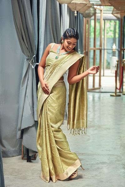 Pista Green Charismatic Ready-To-Wear Silk Saree By Suvidha