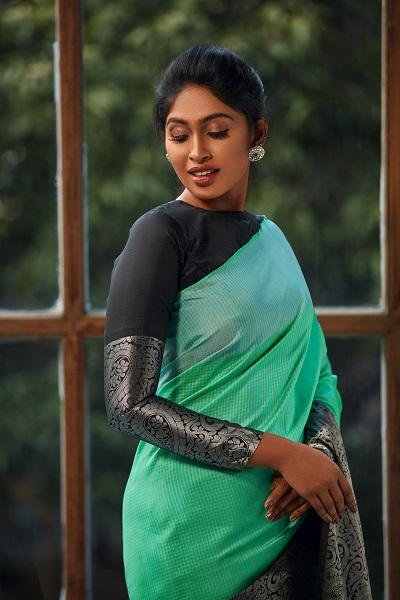 Seafoam Formal Wear Elegant Silk Saree By Suvidha