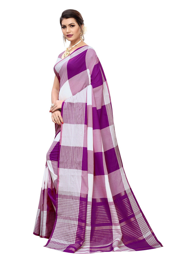 Women's Vamika Wine Cotton Silk Weaving Saree - Vamika