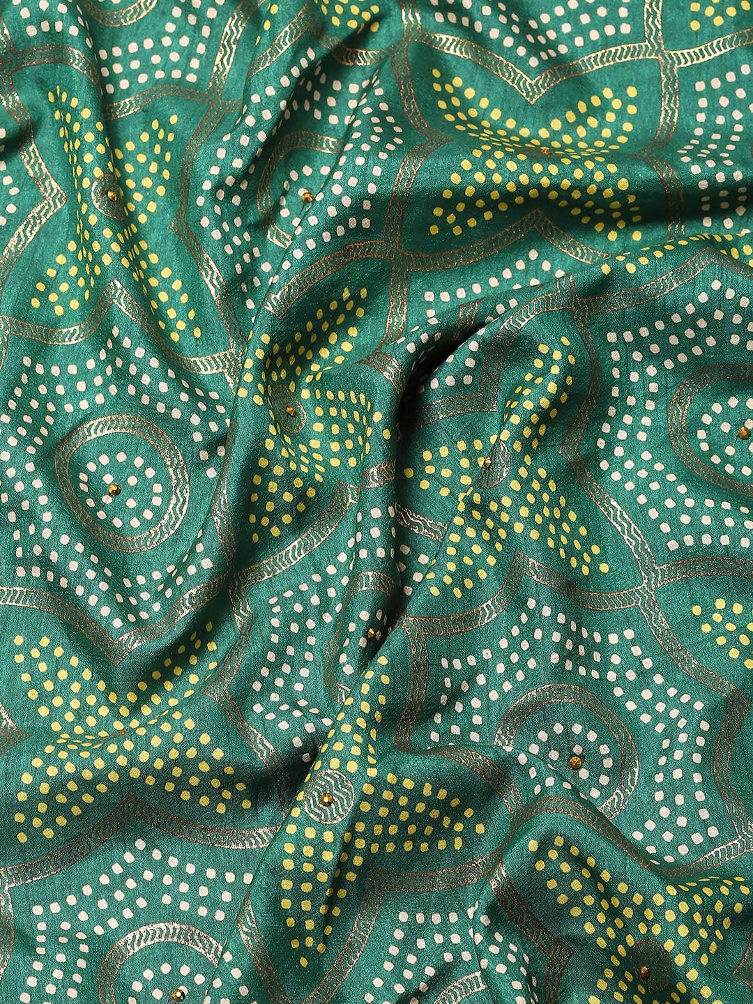 Gorgeous Green Bandhani Printed Poly Silk saree - Indiakreations
