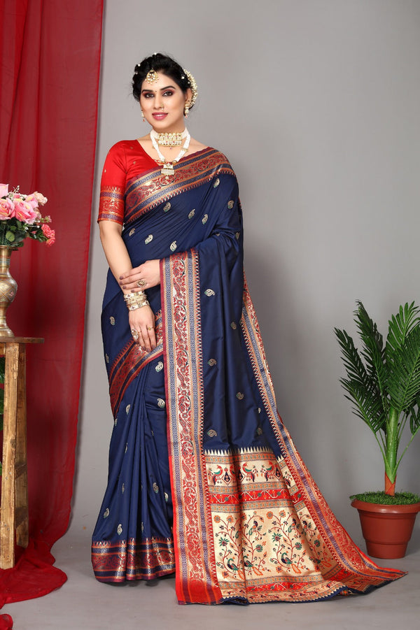 Women's Blue Designer Saree Collection - Dwija Fashion