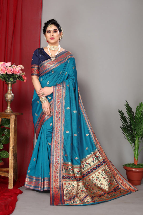 Women's Blue Designer Saree Collection - Dwija Fashion