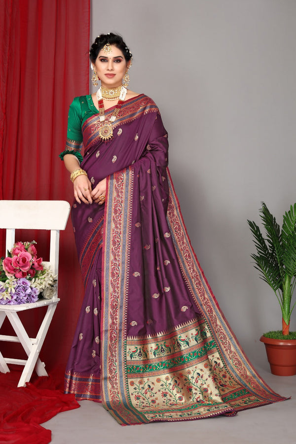 Women's Purple Designer Saree Collection - Dwija Fashion