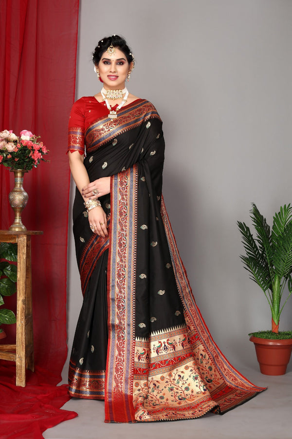 Women's Black Designer Saree Collection - Dwija Fashion