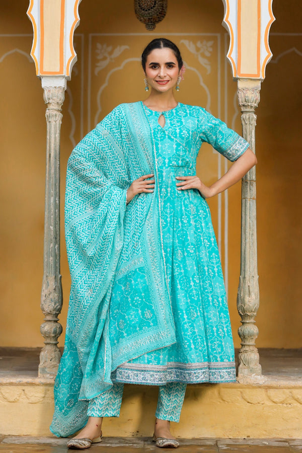 Women's Sehar Angrakha Kalidar Suit Set-Gillori