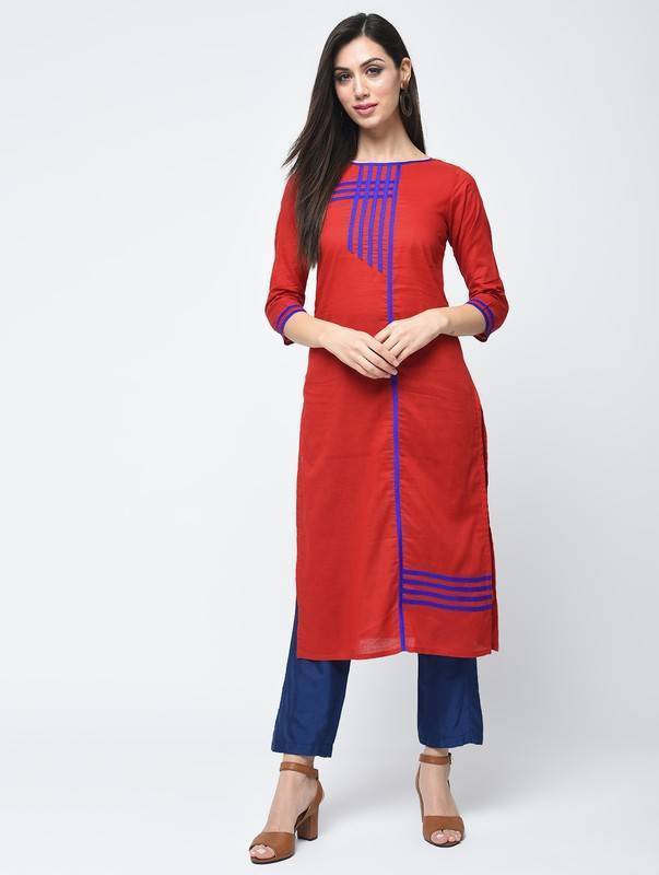 Women's Patchwork Straight Kurta - Aniyah