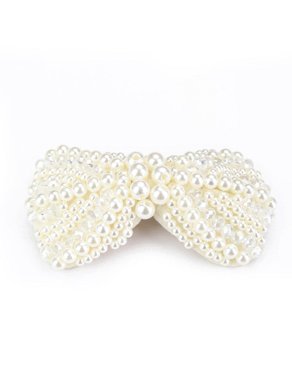 Women's White Pearls Gold Plated Alligator Hair Clip - Priyaasi - Indiakreations