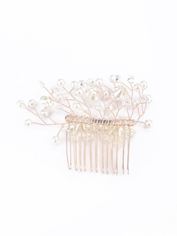 Women's White Pearls Crystal Gold Plated Floral Hair Pin - Priyaasi - Indiakreations