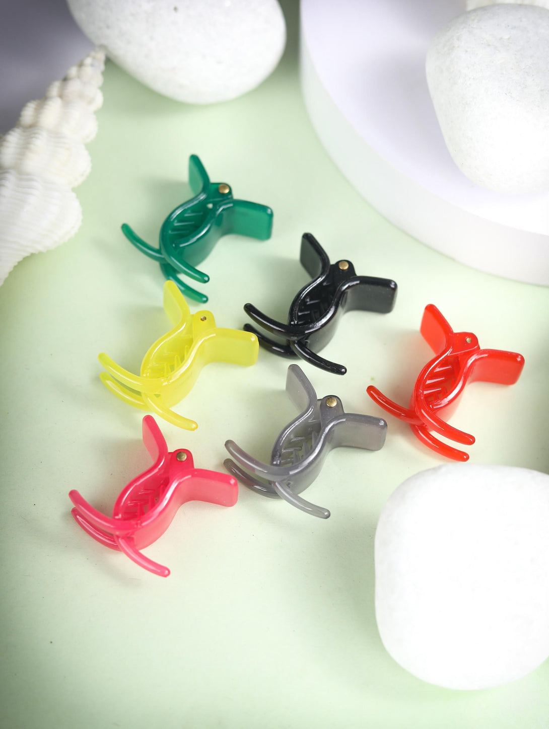 Women's Multi-Color Plastic Set Of 6 Claw Clip Hair Accessories - Priyaasi - Indiakreations