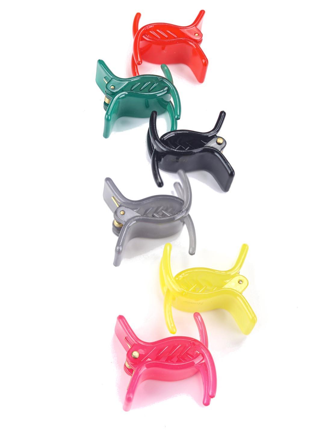 Women's Multi-Color Plastic Set Of 6 Claw Clip Hair Accessories - Priyaasi - Indiakreations