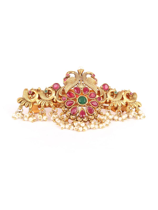 Women's Rang Reet - Kemp Stone Beads Gold Plated Claw Clip Hair Accessory - Priyaasi