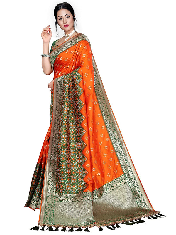 Women's Orange Designer Saree Collection - Dwija Fashion