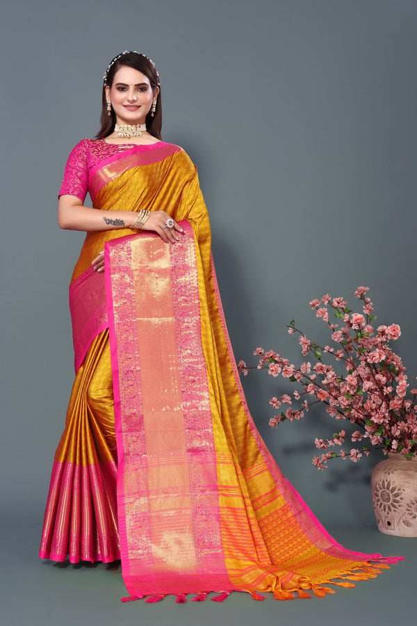 Women's Yellow Chavi Silk Saree - Dwija Fashion