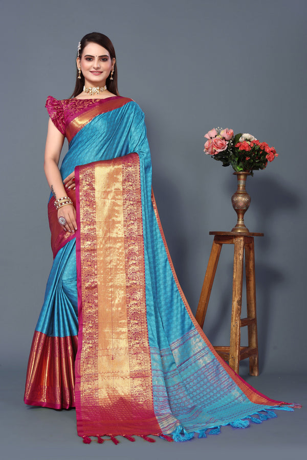 Women's Blue Chavi Silk Saree - Dwija Fashion