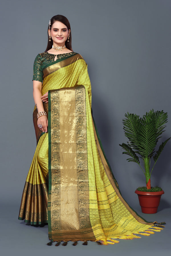 Women's Lime Chavi Silk Saree - Dwija Fashion