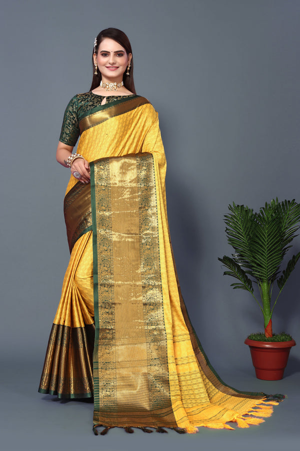 Women's Yellow Chavi Silk Saree - Dwija Fashion