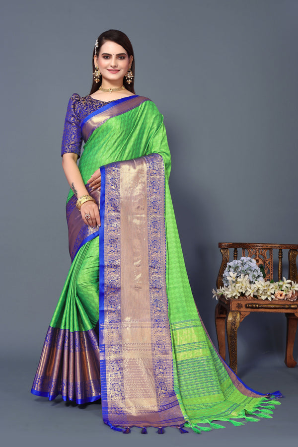 Women's Lime Chavi Silk Saree - Dwija Fashion