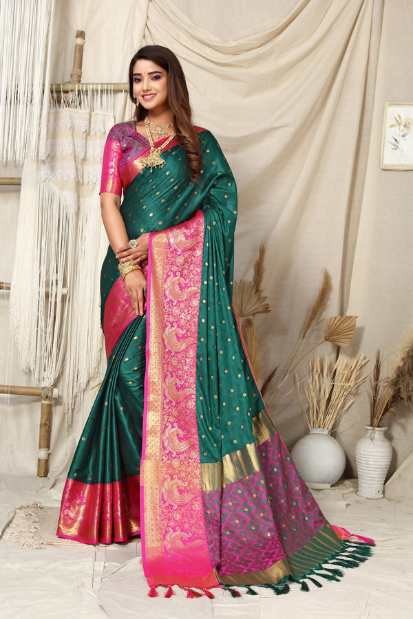 Women's Pestal Kathan Silk Saree - Dwija Fashion