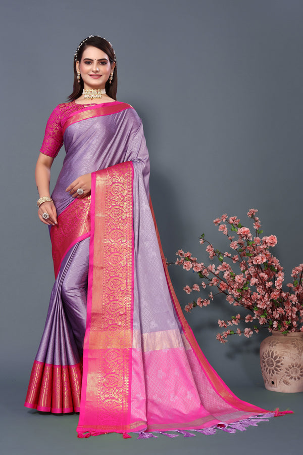 Women's Lovendar Rubina Silk Saree - Dwija Fashion