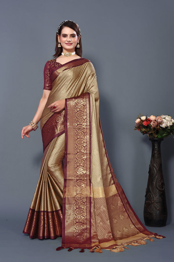 Women's Coffee Rubina Silk Saree - Dwija Fashion